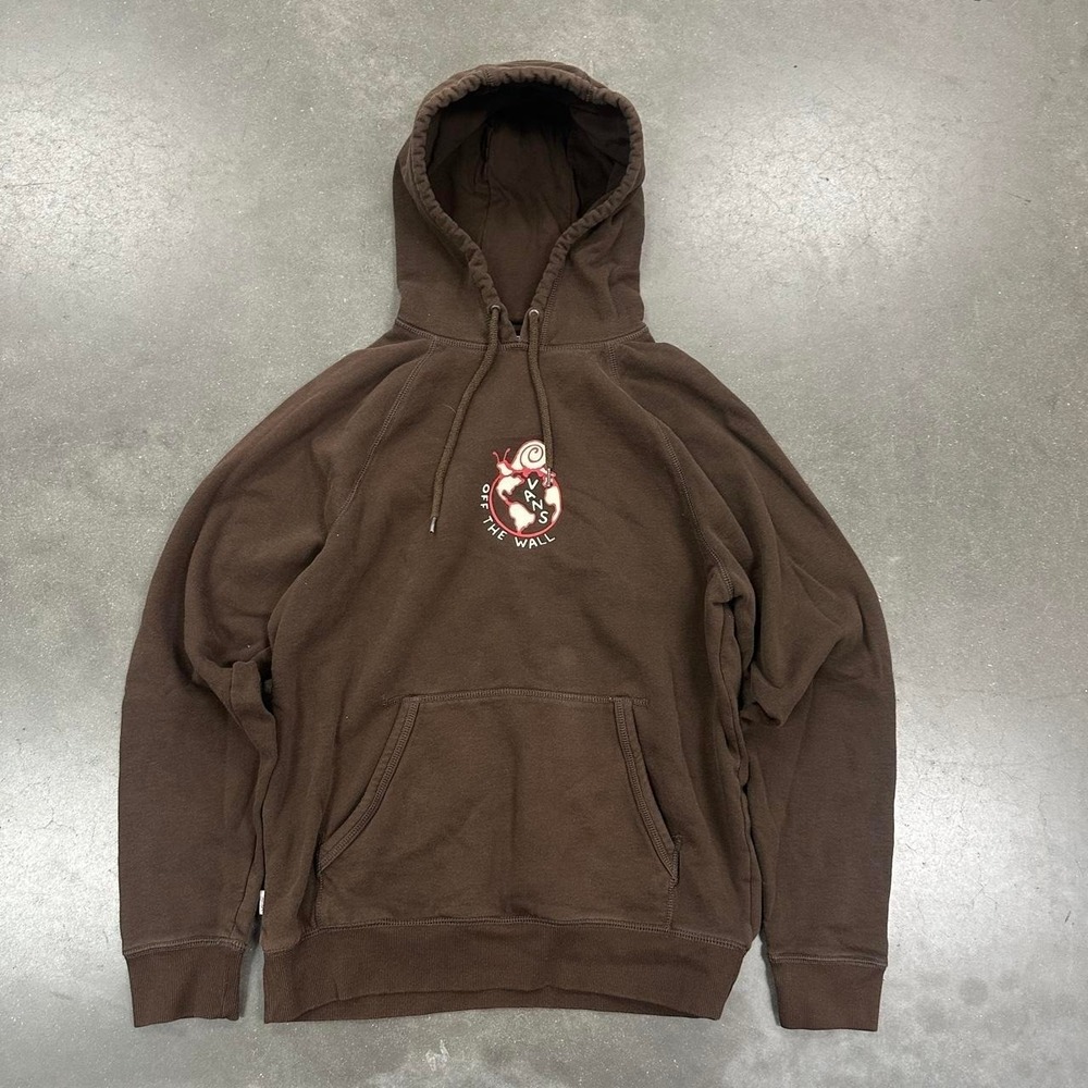 Vans Off The Wall Snail Globe Graphic Hoodie Brown Mens Medium